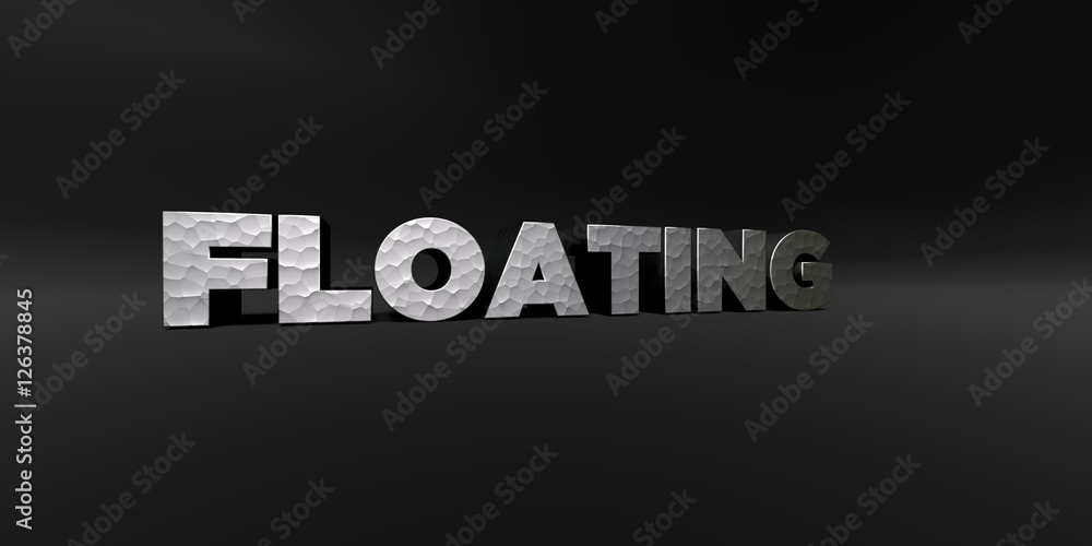 Fototapete floating - hammered metal finish text on black studio - 3d rendered royalty free stock photo. this i