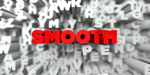 SMOOTH -  Red text on typography background - 3D rendered royalty free stock image. This image can be used for an online website banner ad or a print postcard.