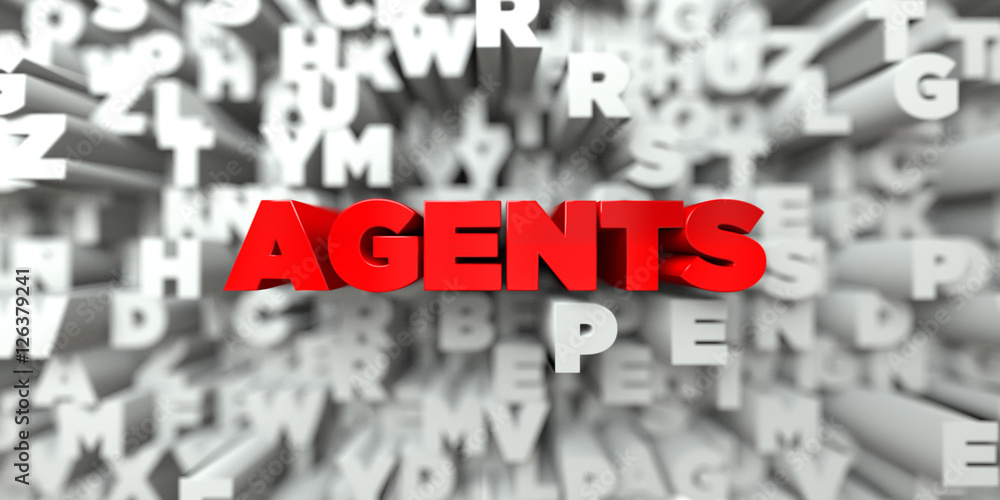 Fototapete agents - red text on typography background - 3d rendered royalty free stock image. this image can be