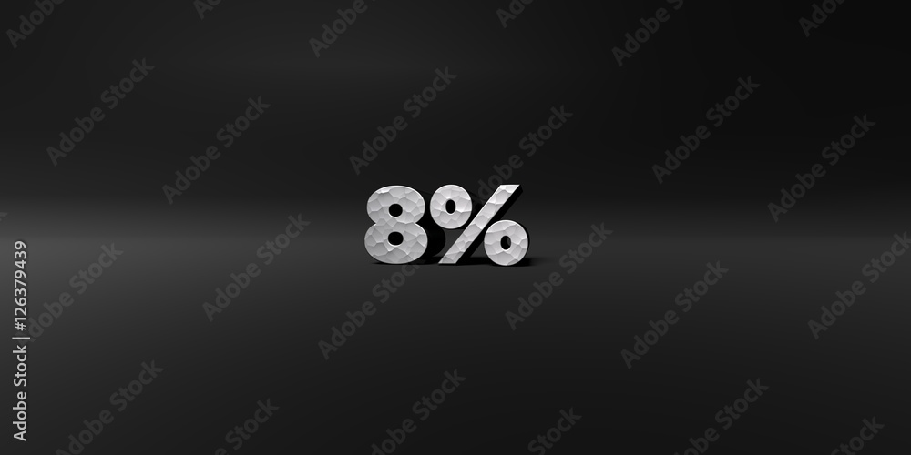 Fototapete 8% - hammered metal finish text on black studio - 3d rendered royalty free stock photo. this image c