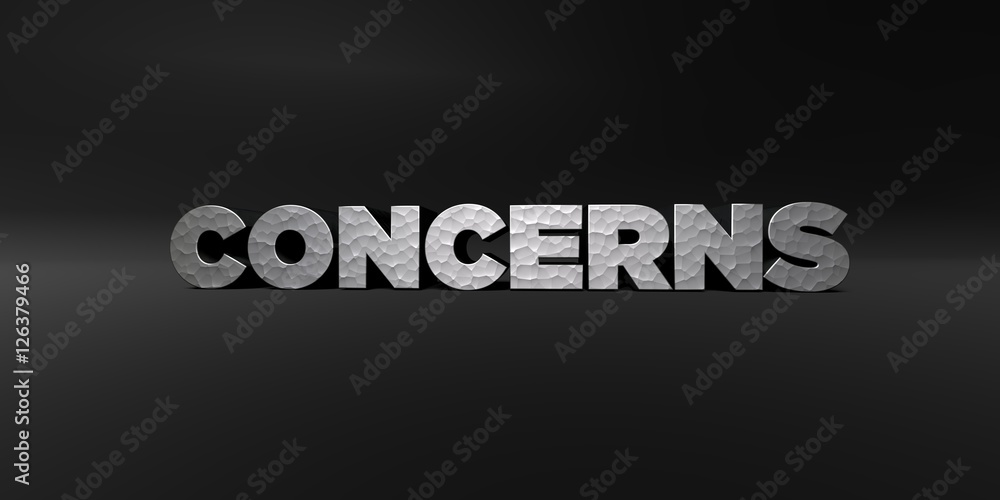 Fototapete concerns - hammered metal finish text on black studio - 3d rendered royalty free stock photo. this i