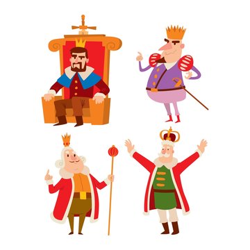Kings cartoon vector set.