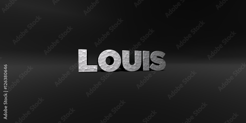 Fototapete louis - hammered metal finish text on black studio - 3d rendered royalty free stock photo. this imag