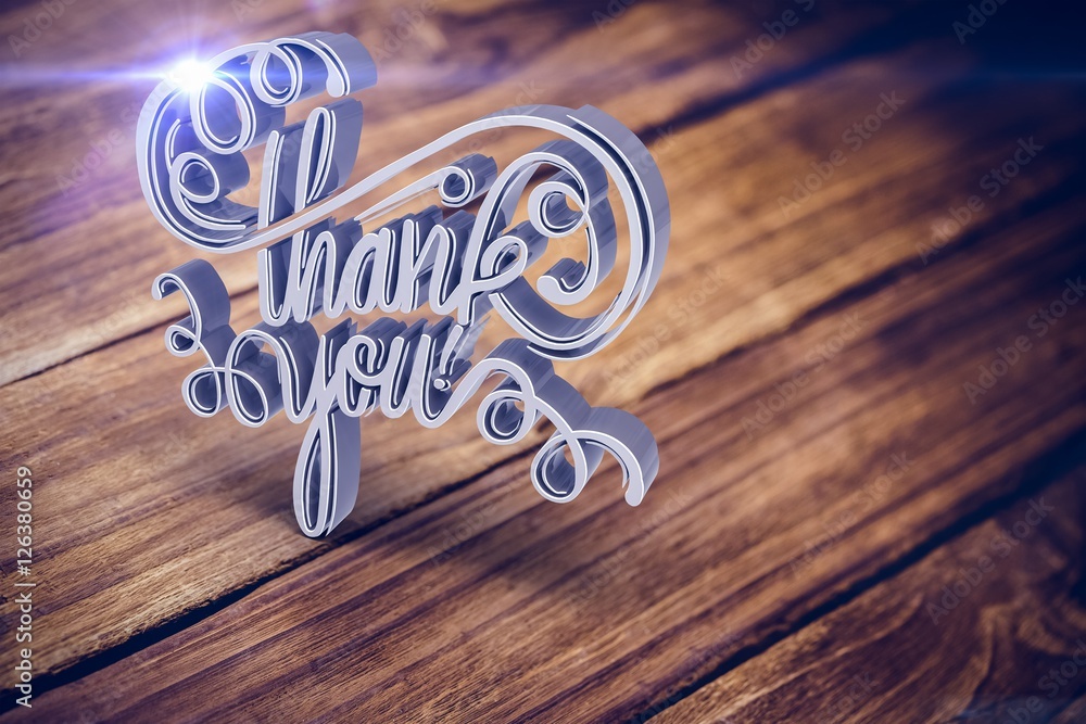 Poster composite image of digital image of thank you text