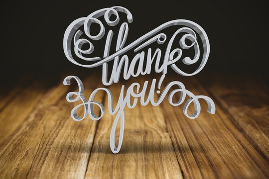 Composite image of three dimensional of thank you text