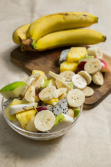 Fruit salad on whites background