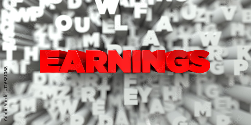 Fototapete earnings - red text on typography background - 3d rendered royalty free stock image. this image can 