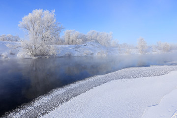 fog over winter river
