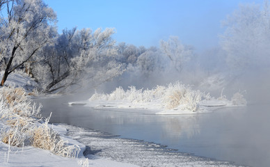 fog over winter river