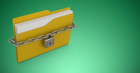 Composite image of illustration of locked yellow folder 