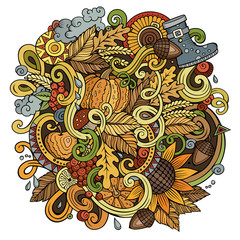 Cartoon cute doodles hand drawn autumn illustration