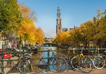 Foto op Aluminium Amsterdam canal and Westerkerk © 2xSamara.com