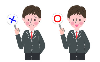 正解　不正解　男子学生