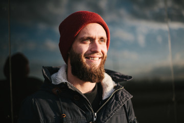 Hipster bearded man outdoor