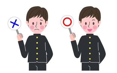 正解　不正解　男子学生