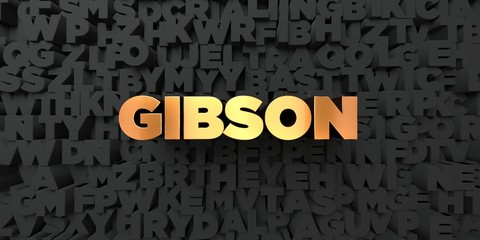 Gibson - Gold text on black background - 3D rendered royalty free stock picture. This image can be used for an online website banner ad or a print postcard. - obrazy, fototapety, plakaty