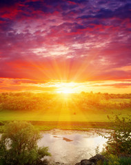 Obraz premium river on sun