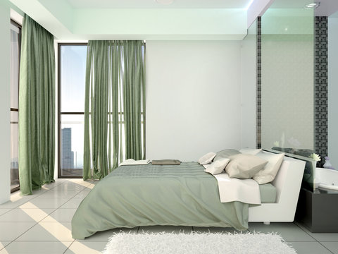 Designed in a contemporary style bedrooms. 3d illustration
