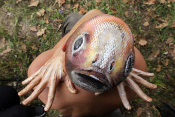 body paint - fish head