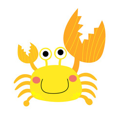 Fiddler Crab animal cartoon character. Isolated on white background. Vector illustration.