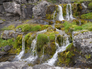 Wasserfall am Dynjandi in den Westfjorden in Island