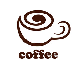 Helical line in the form of stylized coffee cup. Sign. Template of logotype. Coffee logo. Icon. Vector illustration.
