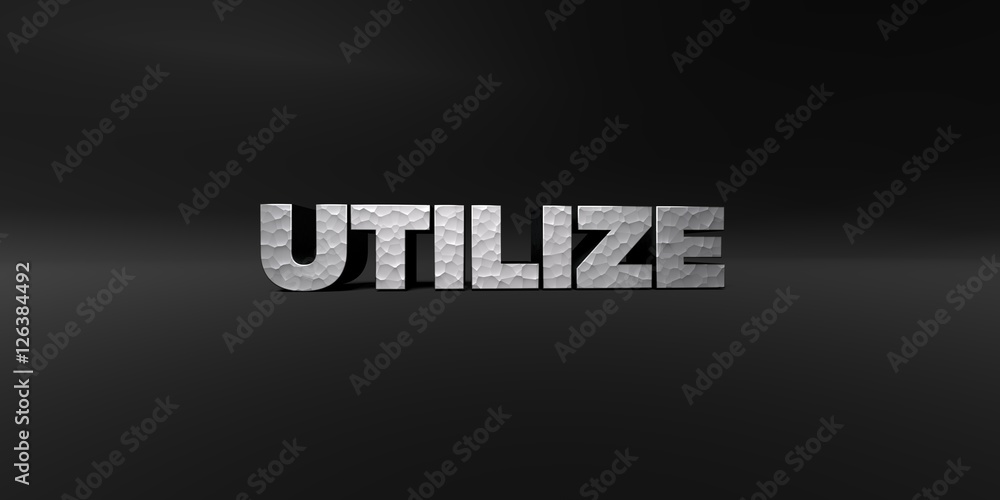 Fototapete utilize - hammered metal finish text on black studio - 3d rendered royalty free stock photo. this im