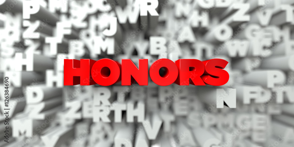 Fototapete honors - red text on typography background - 3d rendered royalty free stock image. this image can be