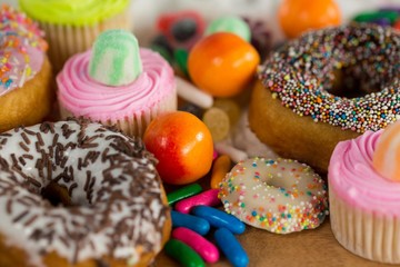 Close-up of various confectionery