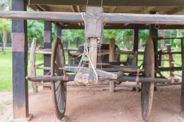 Fototapeta na wymiar old wooden cart in a countryside