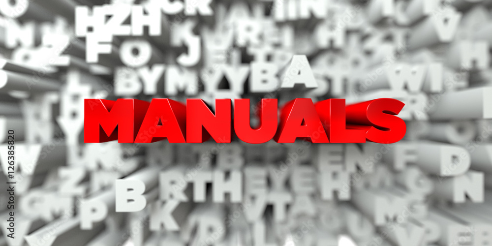Fototapete manuals - red text on typography background - 3d rendered royalty free stock image. this image can b