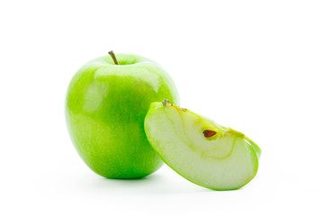 Sliced Green apple isolated on the white background
