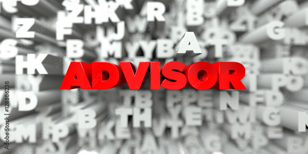 Fototapete advisor - red text on typography background - 3d rendered royalty free stock image. this image can b