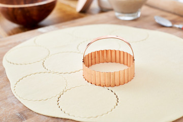 Making mezzelune handmade pasta