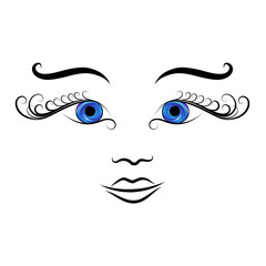 Vector portrait of beautiful mystic woman with  blue eyes. Hand drawn line illustration