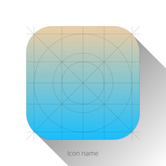 Abstract blue app icon, blank button template with flat designed shadow and gradient background for internet sites, web user interfaces (UI) and applications (apps). Vector illustration.