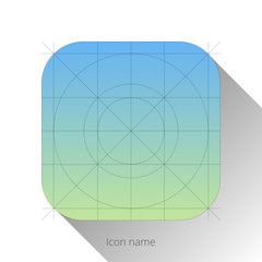 iOS abstract blue-green app icon, blank button template with flat designed shadow and gradient background for internet sites, web user interfaces (UI) and applications (apps). Vector illustration.