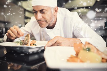 Composite image of snow falling