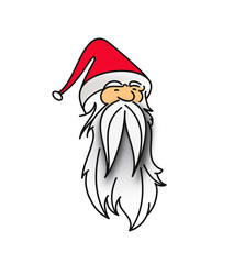 Face of  christmas character Santa Claus, Cartoon style Santa Claus. Merry Christmas Text Christmas and New Year - vector illustration