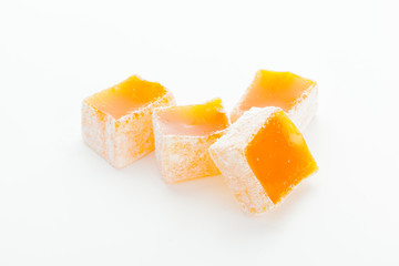 Tasty Turkish delight isolated on white