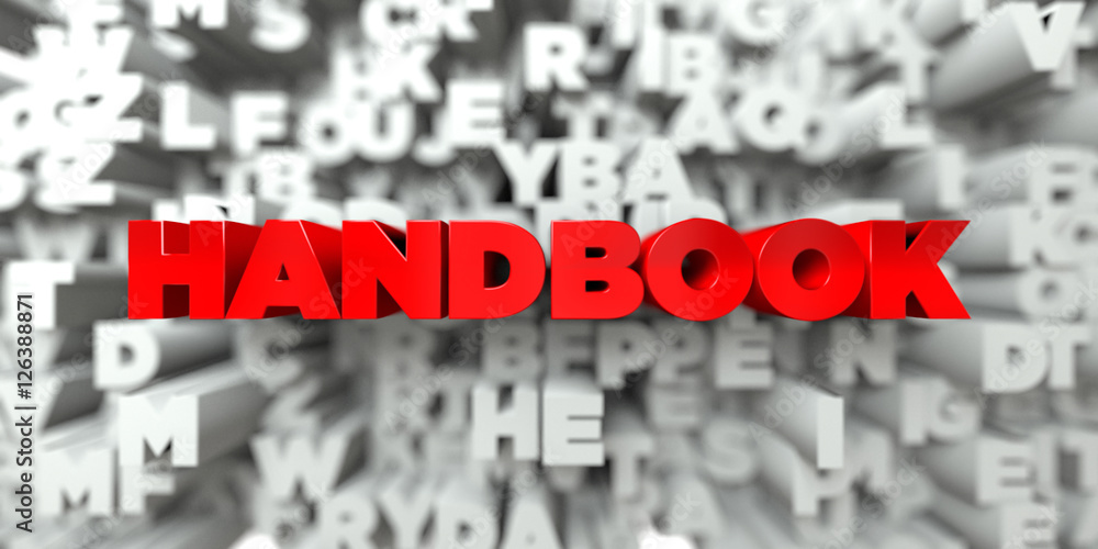 Fototapete handbook - red text on typography background - 3d rendered royalty free stock image. this image can 