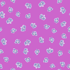 Forget-me-not pattern. Vector seamless texture on pink background