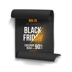 Black Friday Sale Curved Ribbon Banner Template. Realistic Folde