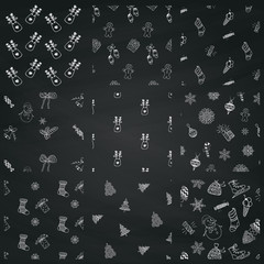 Christmas Doodles Seamless Background Set