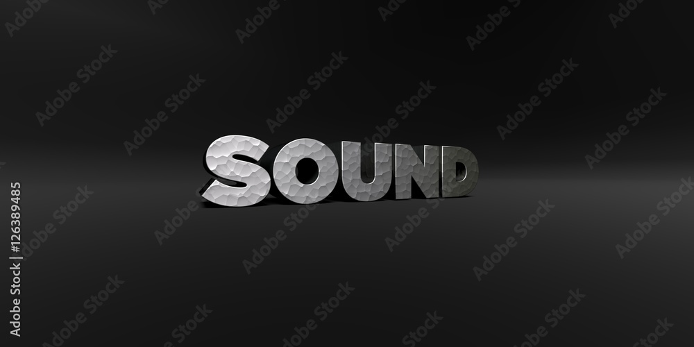 Fototapete sound - hammered metal finish text on black studio - 3d rendered royalty free stock photo. this imag