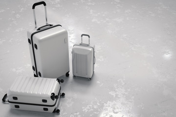 various size of white luggages