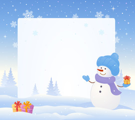 Snowman snowy frame