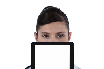 Portrait of female doctor with digital tablet
