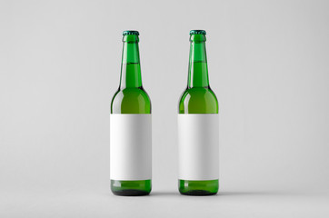 Beer Bottle Mock-Up - Two Bottles. Blank Label