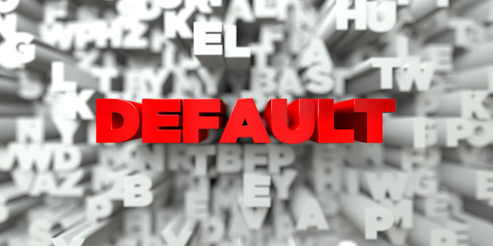 DEFAULT -  Red text on typography background - 3D rendered royalty free stock image. This image can be used for an online website banner ad or a print postcard.